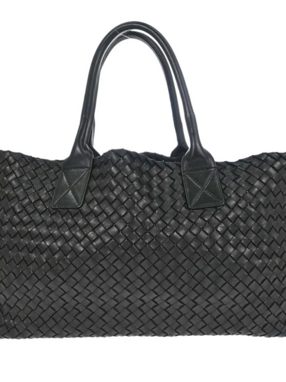 Bottega Veneta Black Lambskin Intrecciato Cabat MM Tote